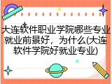 大连软件职业学院哪些专业就业前景好，为什么(大连软件学院好就业专业)