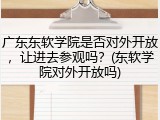 广东东软学院是否对外开放，让进去参观吗？(东软学院对外开放吗)