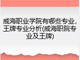 威海职业学院有哪些专业，王牌专业分析(威海职院专业及王牌)