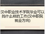 汉中职业技术学院毕业可以找什么样的工作(汉中职院就业方向)
