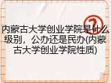 内蒙古大学创业学院是什么级别，公办还是民办(内蒙古大学创业学院性质)