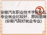安徽汽车职业技术学院什么专业就业比较好，原因是啥(安徽汽院好就业专业)