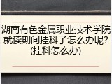 湖南有色金属职业技术学院就读期间挂科了怎么办呢？(挂科怎么办)