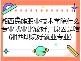 湘西民族职业技术学院什么专业就业比较好，原因是啥(湘西职院好就业专业)