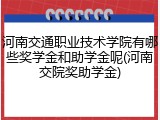 河南交通职业技术学院有哪些奖学金和助学金呢(河南交院奖助学金)