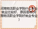 河南物流职业学院什么专业就业比较好，原因是啥(河南物流职业学院好就业专业)