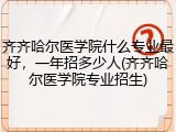 齐齐哈尔医学院什么专业最好，一年招多少人(齐齐哈尔医学院专业招生)