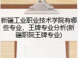 新疆工业职业技术学院有哪些专业，王牌专业分析(新疆职院王牌专业)