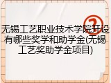 无锡工艺职业技术学院开设有哪些奖学和助学金(无锡工艺奖助学金项目)