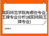 咸阳师范学院有哪些专业，王牌专业分析(咸阳师院王牌专业)