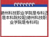 德州科技职业学院是专科还是本科院校呢(德州科技职业学院是专科吗)