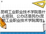 昆明工业职业技术学院是什么级别，公办还是民办(昆明工业职业技术学院属性)
