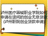泸州医疗器械职业学院如何申请在读间的创业无息贷款(泸州职院创业贷款申请)