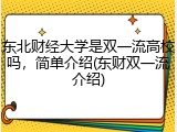 东北财经大学是双一流高校吗，简单介绍(东财双一流介绍)