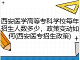 西安医学高等专科学校每年招生人数多少，政策变动如何(西安医专招生政策)