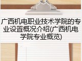广西机电职业技术学院的专业设置概况介绍(广西机电学院专业概览)