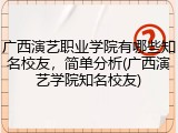 广西演艺职业学院有哪些知名校友，简单分析(广西演艺学院知名校友)