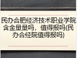 民办合肥经济技术职业学院含金量量吗，值得报吗(民办合经院值得报吗)