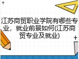 江苏商贸职业学院有哪些专业，就业前景如何(江苏商贸专业及就业)