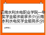 云南水利水电职业学院一年奖学金最多能拿多少(云南水利水电奖学金最高多少)