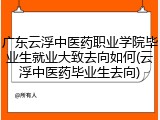 广东云浮中医药职业学院毕业生就业大致去向如何(云浮中医药毕业生去向)