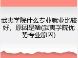 武夷学院什么专业就业比较好，原因是啥(武夷学院优势专业原因)
