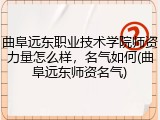 曲阜远东职业技术学院师资力量怎么样，名气如何(曲阜远东师资名气)