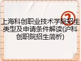 上海科创职业技术学院招生类型及申请条件解读(沪科创职院招生简析)