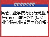 保险职业学院有没有就业指导中心，详细介绍(保险职业学院就业指导中心介绍)