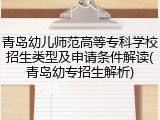青岛幼儿师范高等专科学校招生类型及申请条件解读(青岛幼专招生解析)