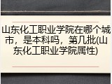山东化工职业学院在哪个城市，是本科吗，第几批(山东化工职业学院属性)