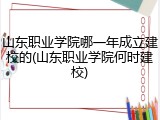 山东职业学院哪一年成立建校的(山东职业学院何时建校)