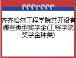 齐齐哈尔工程学院共开设有哪些类型奖学金(工程学院奖学金种类)