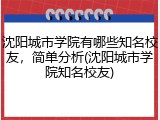 沈阳城市学院有哪些知名校友，简单分析(沈阳城市学院知名校友)