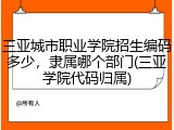三亚城市职业学院招生编码多少，隶属哪个部门(三亚学院代码归属)