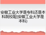安徽工业大学是专科还是本科院校呢(安徽工业大学是本科)