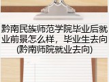 黔南民族师范学院毕业后就业前景怎么样，毕业生去向(黔南师院就业去向)