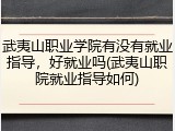 武夷山职业学院有没有就业指导，好就业吗(武夷山职院就业指导如何)