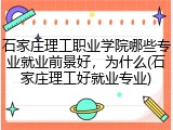 石家庄理工职业学院哪些专业就业前景好，为什么(石家庄理工好就业专业)