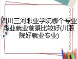 四川三河职业学院哪个专业毕业就业前景比较好(川职院好就业专业)