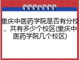 重庆中医药学院是否有分校，共有多少个校区(重庆中医药学院几个校区)