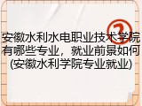 安徽水利水电职业技术学院有哪些专业，就业前景如何(安徽水利学院专业就业)