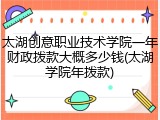 太湖创意职业技术学院一年财政拨款大概多少钱(太湖学院年拨款)