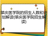 肇庆医学院的招生人数和计划解读(肇庆医学院招生解读)
