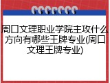 周口文理职业学院主攻什么方向有哪些王牌专业(周口文理王牌专业)