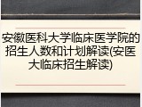 安徽医科大学临床医学院的招生人数和计划解读(安医大临床招生解读)