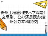 贵州工程应用技术学院是什么级别，公办还是民办(贵州公办本科院校)