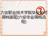 六安职业技术学院毕业如何调档案呢(六安毕业调档流程)