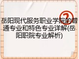 岳阳现代服务职业学院的普通专业和特色专业详解(岳阳职院专业解析)