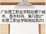 广东理工职业学院在哪个城市，是本科吗，第几批(广东理工职业学院地址批次)